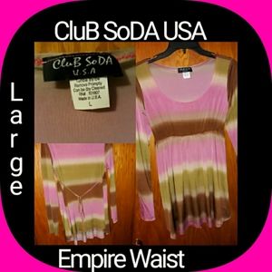 CluB SoDA USA Size Large Empire Waist Top